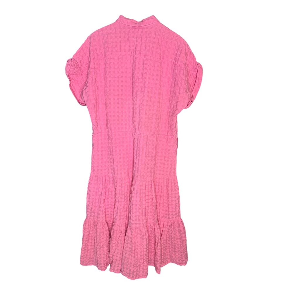 Lauren Ralph Lauren Pink Textured Cotton Shirt Dress Size 16 Pockets Maxi Plus - Picture 3 of 7